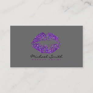 Carte De Visite Artiste de maquillage à lèvres violettes élégant #
