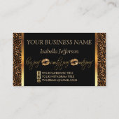 Carte De Visite Artiste de maquillage aux lèvres léopard et or (Dos)