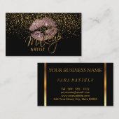 Carte De Visite Artiste de maquillage avec Gold Confetti et Dusty  (Devant / Derrière)