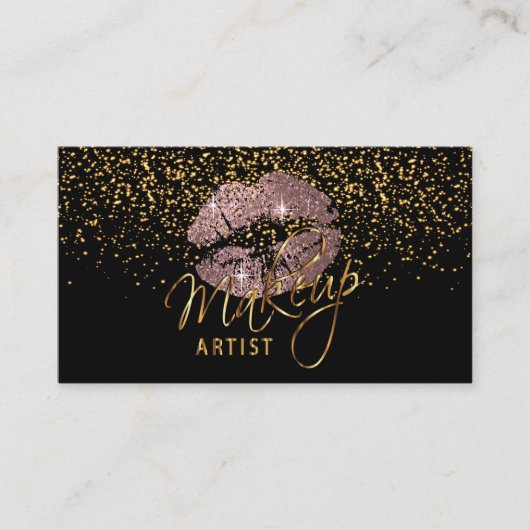 Carte De Visite Artiste de maquillage avec Gold Confetti et Dusty  (Devant)