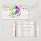 Carte De Visite Artiste de maquillage avec Gold Confetti & Rainbow (Devant / Derrière)