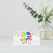 Carte De Visite Artiste de maquillage avec Gold Confetti & Rainbow (Debout devant)