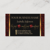 Carte De Visite Artiste de maquillage avec léopard et lèvres rouge (Dos)