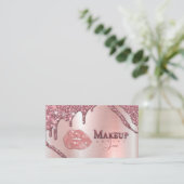 Carte De Visite Artiste De Maquillage Avec Lèvres Roses À Déchets  (Debout devant)