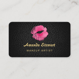 Carte De Visite Artiste de Maquillage Black Pink Lips