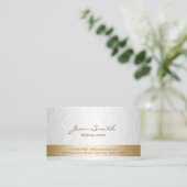 Carte De Visite Artiste de maquillage blanc et or classique (Debout devant)