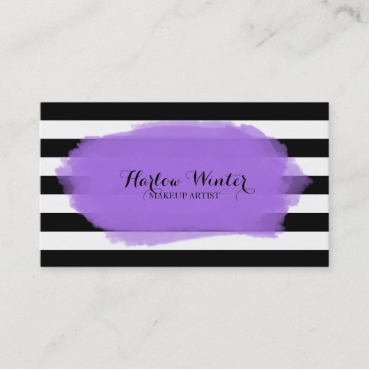 Carte De Visite Artiste de maquillage blanc mauve-noir (Devant)