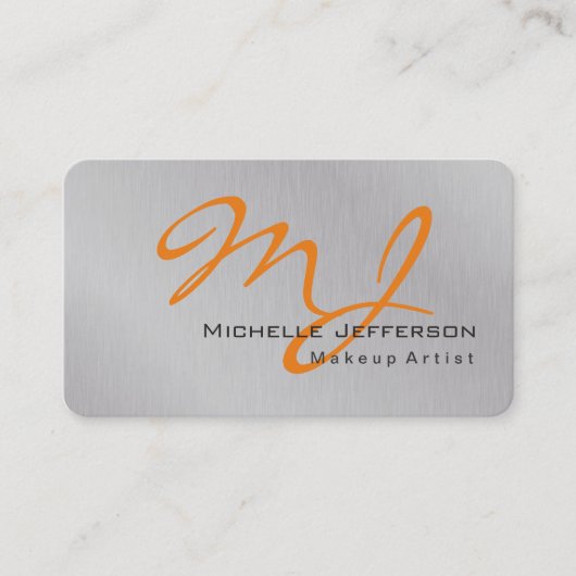Carte De Visite Artiste de maquillage branché Silver Grey Orange M (Devant)