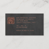 Carte De Visite Artiste de maquillage chic QR Code Cuivre noir (Dos)