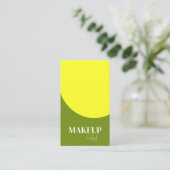 Carte De Visite Artiste de Maquillage Code QR Jaune & Vert Moderne (Debout devant)