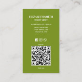 Carte De Visite Artiste de Maquillage Code QR Jaune & Vert Moderne (Dos)