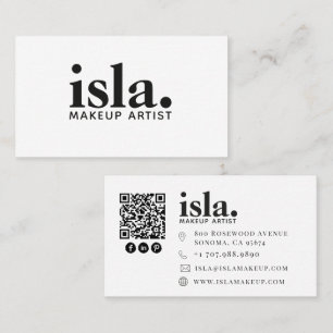 Carte De Visite Artiste de Maquillage Code QR Minimaliste Moderne