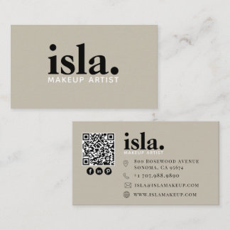 Carte De Visite Artiste de Maquillage Code QR Minimaliste Moderne