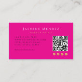 Carte De Visite Artiste de Maquillage Code QR Or Fuchsia Gras  (Dos)