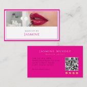 Carte De Visite Artiste de Maquillage Code QR Or Fuchsia Gras  (Devant / Derrière)