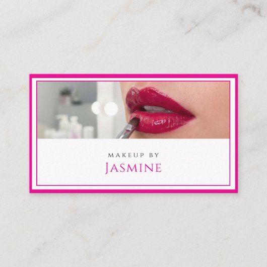 Carte De Visite Artiste de Maquillage Code QR Or Fuchsia Gras  (Devant)