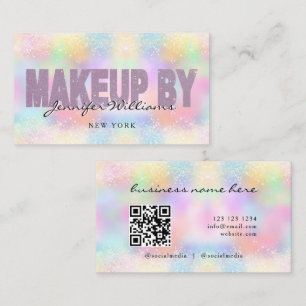 Carte De Visite Artiste de Maquillage Code QR Paillettes Holograph