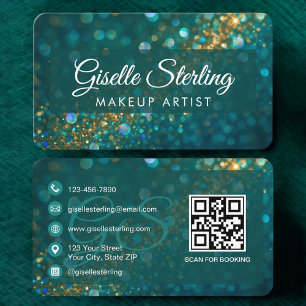 Carte De Visite Artiste de Maquillage Code QR Vert