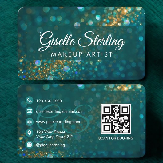 Carte De Visite Artiste de Maquillage Code QR Vert