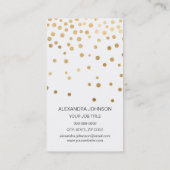 Carte De Visite Artiste de maquillage Confetti blanc et or (Dos)