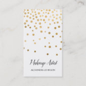 Carte De Visite Artiste de maquillage Confetti blanc et or (Devant)