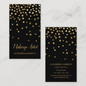 Carte De Visite Artiste de maquillage Confetti noir et or (Devant / Derrière)