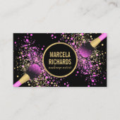 Carte De Visite Artiste de maquillage de fond rose et or (Devant)