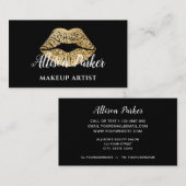 Carte De Visite Artiste de maquillage de lèvres d'or élégant (Devant / Derrière)