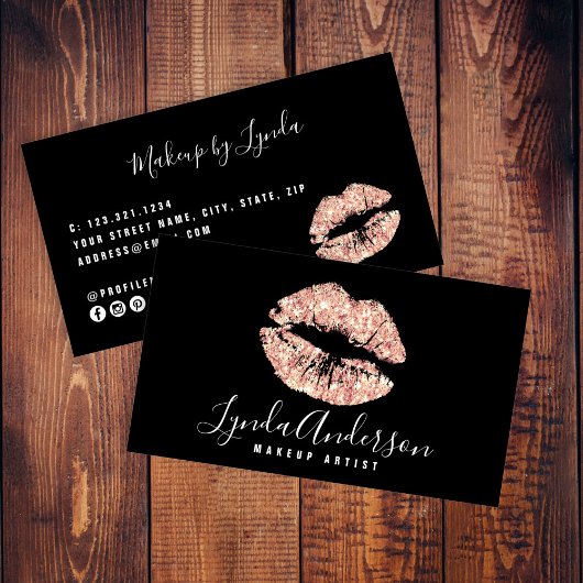 Carte De Visite Artiste de maquillage de parties scintillant en or