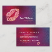 Carte De Visite Artiste de maquillage des lèvres roses (Devant / Derrière)