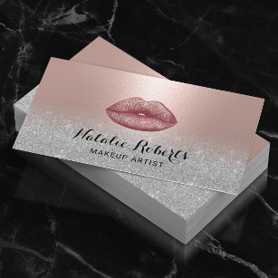 Carte De Visite Artiste de maquillage d'or Rose moderne Lips Salon