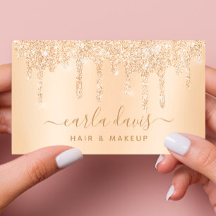 Carte De Visite Artiste de Maquillage du Salon de Cils Gold Drips