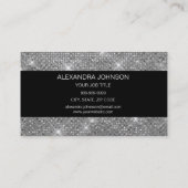 Carte De Visite Artiste de maquillage élégant en noir et argent (Dos)