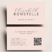Carte De Visite Artiste de maquillage élégant QR Code Blush Pink
