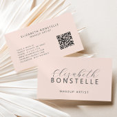 Carte De Visite Artiste de maquillage élégant QR Code Blush Pink