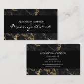 Carte De Visite Artiste de maquillage en marbre noir et or (Devant / Derrière)