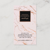 Carte De Visite Artiste de maquillage en marbre rose et Rose (Dos)
