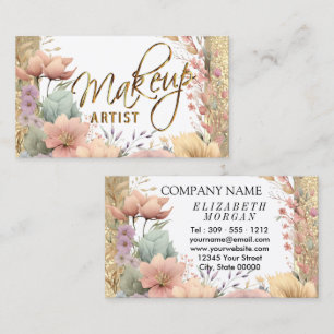 Carte De Visite Artiste de maquillage en Parties scintillant Flora