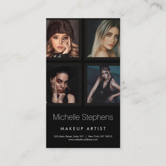 Carte De Visite Artiste de maquillage et de coiffure de beauté noi (Devant)