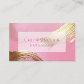 Carte De Visite Artiste de maquillage et de coiffure doré et rose  (Devant)
