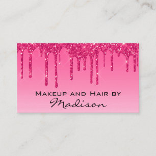Carte De Visite Artiste de Maquillage Glam Hot Pink Paillettes qui