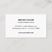 Carte De Visite Artiste de maquillage glamour Eyelash professionne (Dos)