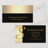 Carte De Visite Artiste de maquillage Gras et Élégant Noir (Devant / Derrière)