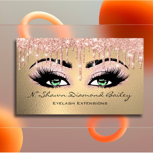 Carte De Visite Artiste de maquillage Green Eyelash Rose Gold
