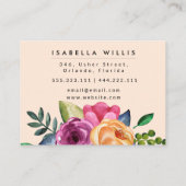 Carte De Visite Artiste de maquillage jaune beige fleuri (Dos)