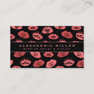 Carte De Visite Artiste de maquillage Lipstick Kisses Motif Noir