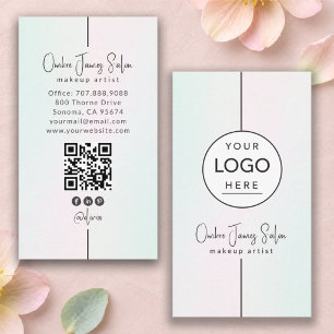 Carte De Visite Artiste de Maquillage Logo Rond Code QR Réseaux So