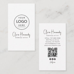 Carte De Visite Artiste de Maquillage Logo Rond Code QR Réseaux So