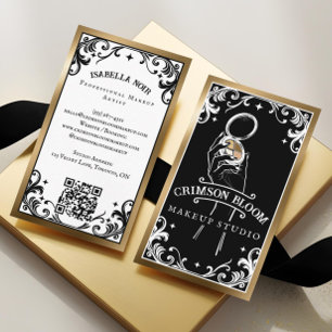 Carte De Visite Artiste de Maquillage Luxe Vintage Noir Or