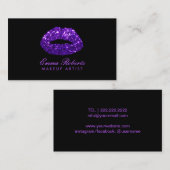 Carte De Visite Artiste de maquillage moderne à lèvres violettes P (Devant / Derrière)